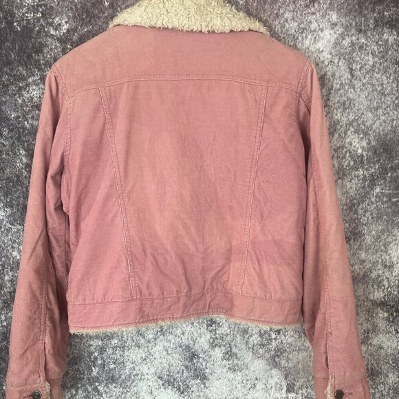Drum Jeans Corduroy Jacket women M Pink Embroidered flowers 70s retro Penny Lane - Picture 11 of 13